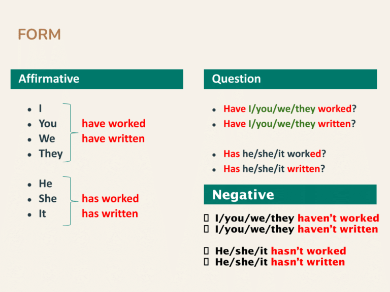 Present Perfect Tense 10